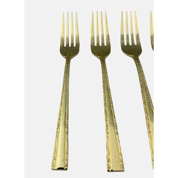 Towle Supreme Cutlery Japan TWS120-GOLD Gold Electroplate 4 Dinner Forks 7.25" - Picture 4 of 8